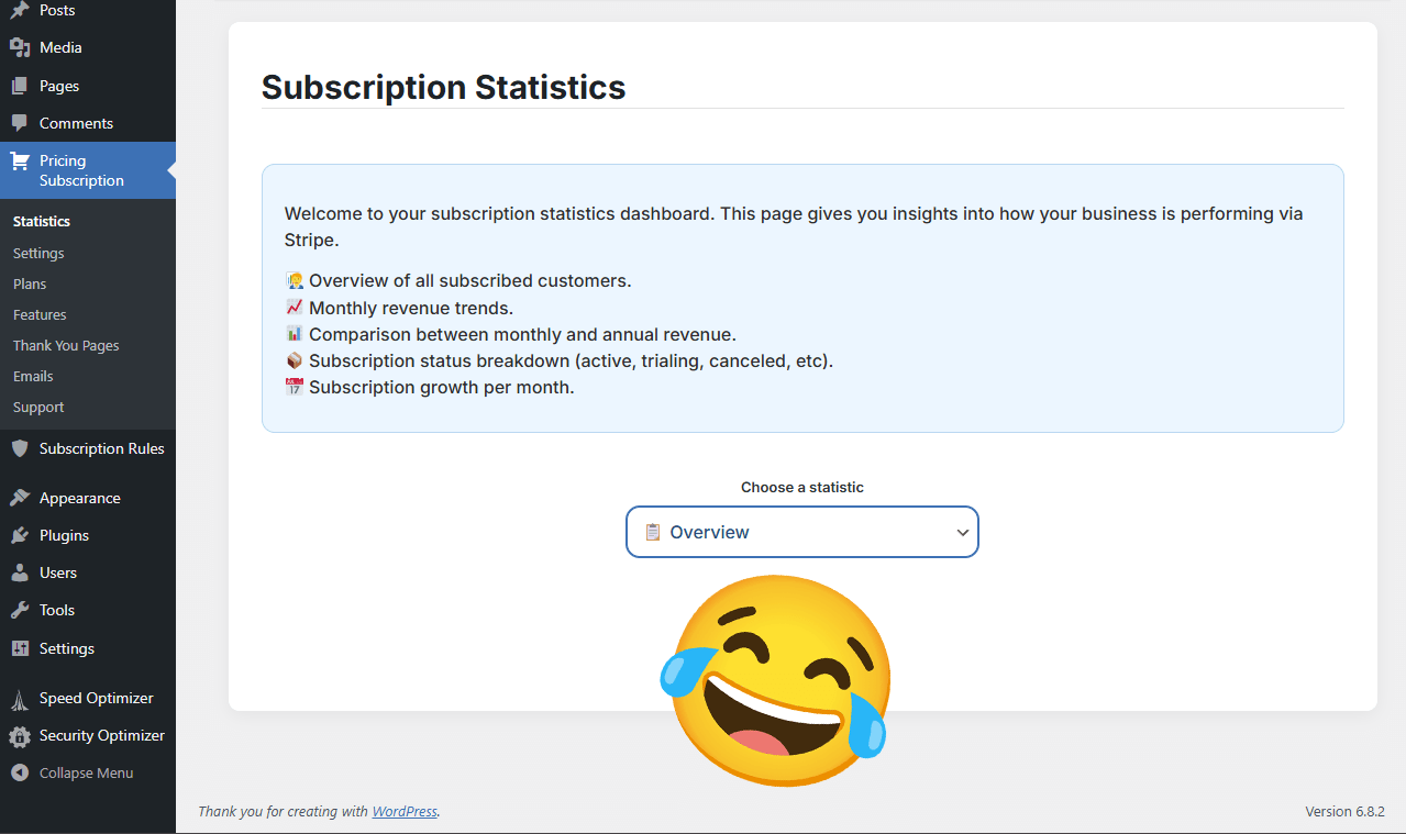 Page Statistiques sans abonnés