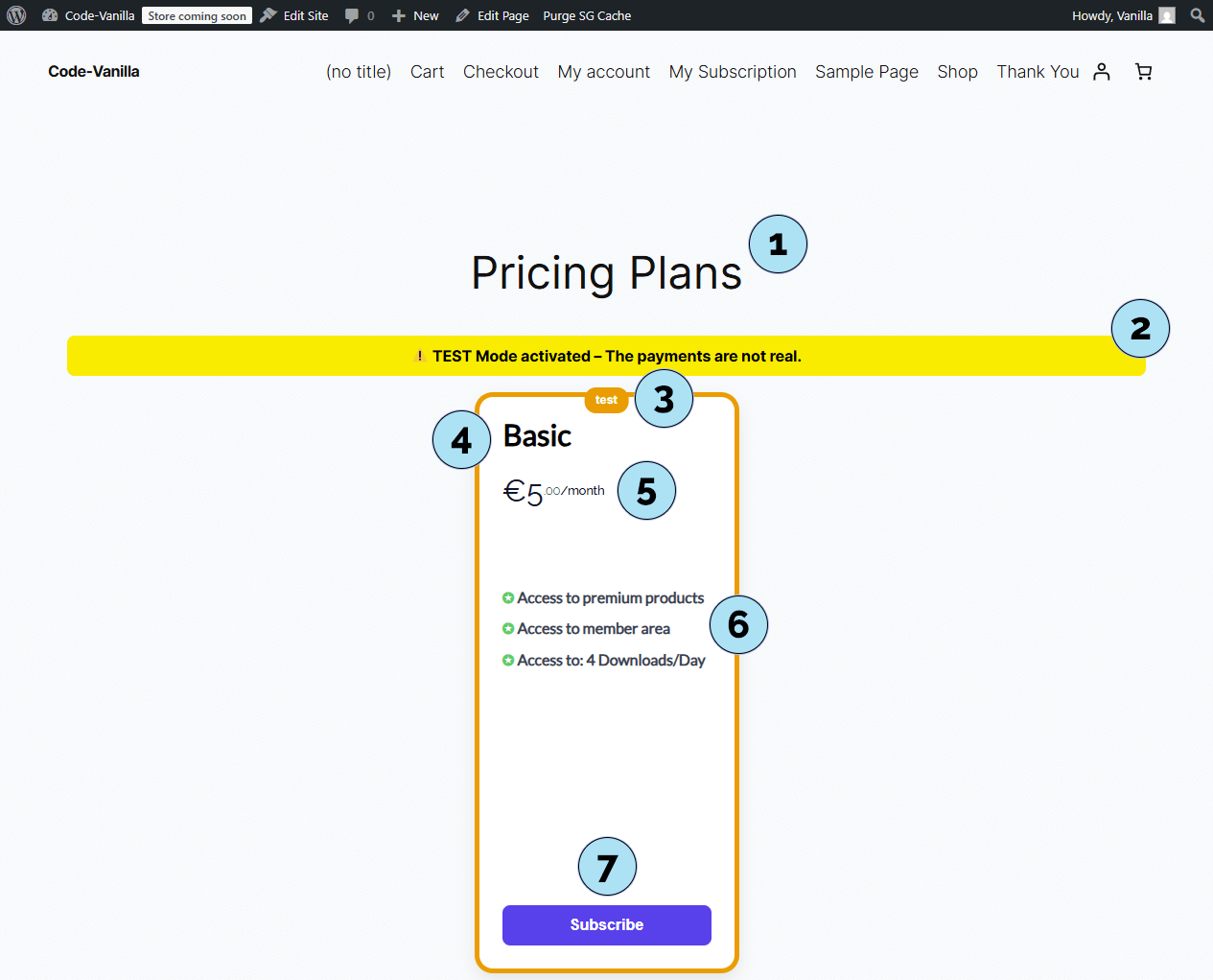 Affichage frontend du plan