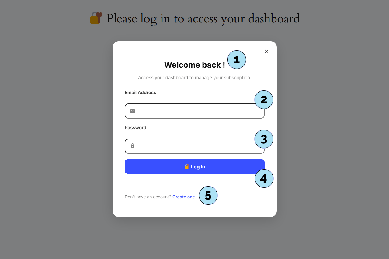Fenêtre de connexion – Formulaire de login