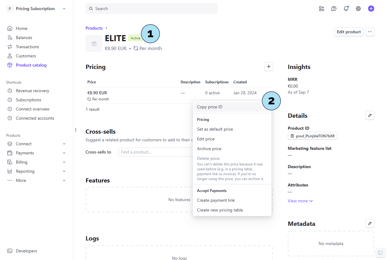 Détails d’un produit Live Stripe