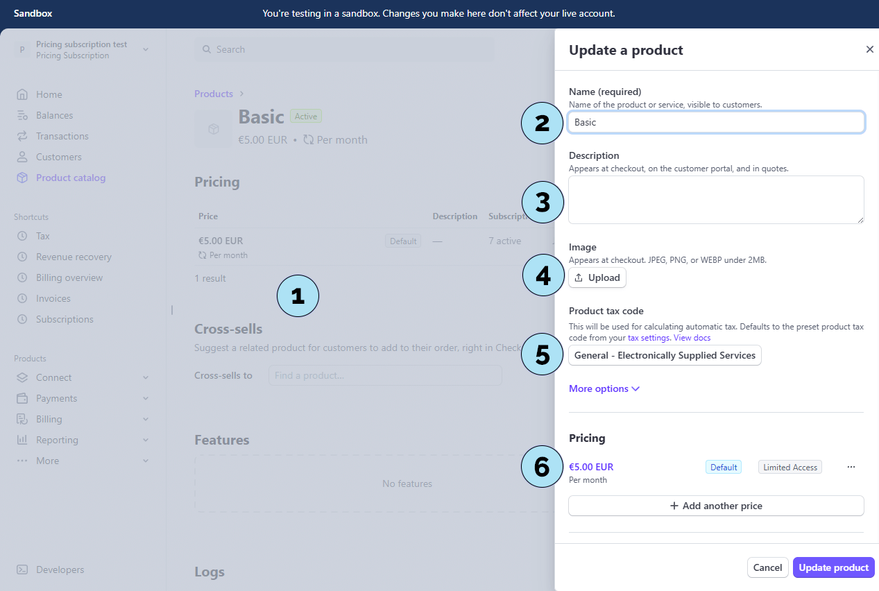 Détails du produit Stripe – Plan Basic