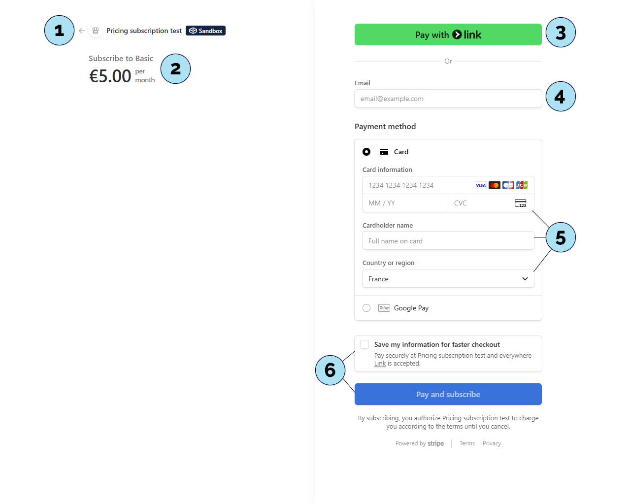 Page de paiement Stripe